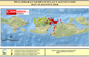 persebaran gempa lombok