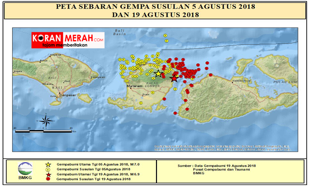 persebaran gempa lombok