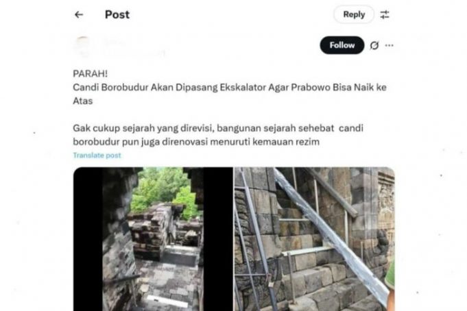 CEK FAKTA: Benarkah Candi Borobudur Dipasangi Eskalator untuk Kunjungan Presiden Prabowo dan Macron?